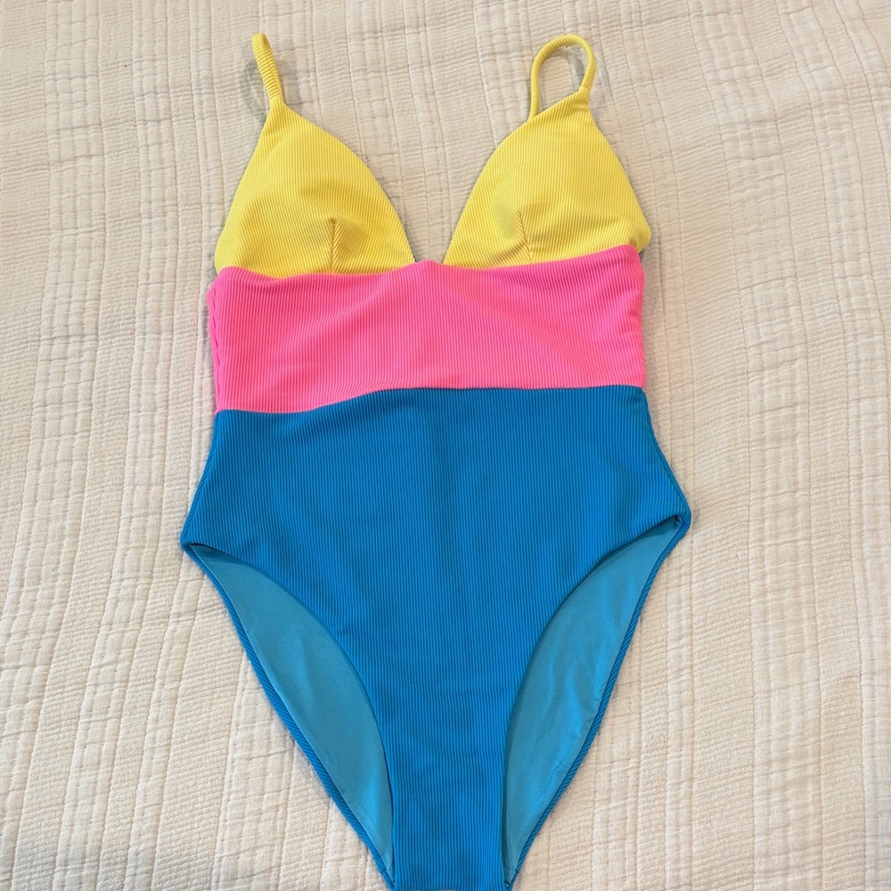 Beach Riot Yellow, Pink, and Blue One Piece Swimsuit